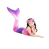 abordables Maillot de bain sirène-Enfants Fille One Piece Maillots de bain sirène Maillot de Bain Plage Le Jour des enfants Géométrique Maillots de bain 4-12 ans Eté Bleu Fuchsia