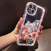 Недорогие Чехлы для iPhone-Чехол для iPhone 16e iPhone 15 Pro Max Plus iPhone 14 13 12 11 Pro Max Mini X XR XS Max 8 7 Plus Защитный чехол кристально чистый для женщин девочек блестящий блестящий ударопрочный бабочка с