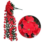 preiswerte Künstliche Pflanzen &amp; Blumen-Lebendiger künstlicher hängender Orchideenstrauß, Simulationsblumenrebe, violette hängende Blumenrebe, Wandbehang, Orchideen-Hängekorb, Blumenbalkon, Heimdekoration, Blumenwand für Hochzeit, Gartendekoration