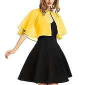 cheap Wedding Guest Wraps-Black Cape Shawl &amp; Wrap Women&#039;s Wrap Bolero Simple Sleeveless Chiffon Wedding Guest Wraps With Pure Color For Party Evening Spring &amp; Summer dress to impress