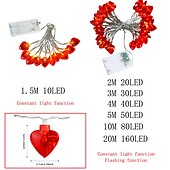 cheap Battery String Lights-1.5-20M Love Heart String Lights Good Wishes Proposal Confession Love Lantern Bedroom Room Creative Hanging Lamp LED String Lights Holiday Lights Outdoor Creative Party Batteries Powered 1Set
