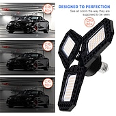 cheap LED Spot Lights-2pcs Garage Light E27 LED Lamp Adjustable Deformable Fan Blades Garage Ceiling Lamp Warage Warehouse Workshop Lights