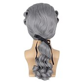 cheap Historical Wigs-Hair Grey Colonial Wig Mens Powdered Wig for Cosplay Judge Lawyer Wig Funny Wigs  Wigs