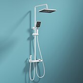 cheap Outdoor Shower Fixtures-Shower Faucet,Rainfall Shower Set Piano Digital Intelligent Brass Bathroom Faucets Hot Cold Waterfall Tap Rainfall Gray/White/Black Shower System
