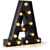 economico Luci decorative-luci a led per alfabeto e marquee arabe, lettere nere alimentate a batteria led per eventi, matrimoni, feste, compleanni, casa, bar, nuovo design, nero fresco