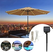 billige Soldrevet-solar terrasse paraply lys utendørs 104leds fairy string lys vanntett for hage hage camping dekorasjon fargerik julebelysning
