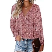 economico Top Grafici da Donna-Per donna Camicia Camicia in pizzo Blusa Top eleganti Leopardo A pois Streetwear Informale Manica lunga A V Top regolari Informale Giornaliero Per eventi Lacci Stampa Nero Verde chiaro Rosa Vino Blu
