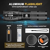 preiswerte Taschenlampen-LED-Taschenlampe ultrahelle Taschenlampe l2 / v6 Campinglicht 5 Schaltmodi wasserdichtes zoombares Fahrradlicht Verwendung 18650 Batterie
