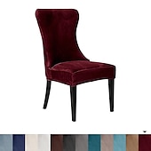 cheap Dining Chair Cover-Stretch Armless Wingback Chair Cover Armchair Cover Reusable Wingback Side Chair Velvet Slipcovers Accent Chair Covers for Dining Room Banquet Home Decor
