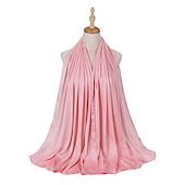 abordables Écharpes-musulman écharpe froissé châle femmes abaya solide hijab ramadan hijabs pour femme abayas robe turban instantané écharpe
