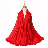 abordables Écharpes-musulman écharpe froissé châle femmes abaya solide hijab ramadan hijabs pour femme abayas robe turban instantané écharpe