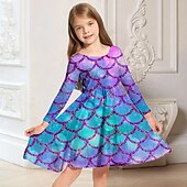 Girls ' 3D Sellő Ruha Hosszú ujj 3D nyomtatás Tavasz Ősz Napi Szabadság Vakáció aranyos stílus Alkalmi Édes Gyerekek 3-10 év Swing ruha A vonalú ruha Térd feletti Poliészter Normál olcso 3D Shining Vision ruha-Girls ' 3D Sellő Ruha Hosszú ujj 3D nyomtatás Tavasz Ősz Napi Szabadság Vakáció aranyos stílus Alkalmi Édes Gyerekek 3-10 év Swing ruha A vonalú ruha Térd feletti Poliészter Normál