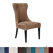 cheap Dining Chair Cover-Stretch Armless Wingback Chair Cover Armchair Cover Reusable Wingback Side Chair Velvet Slipcovers Accent Chair Covers for Dining Room Banquet Home Decor