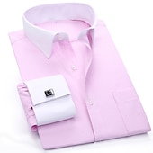 voordelige Overhemden voor heren-Voor heren Overhemd Strijkvrij overhemd Franse manchetoverhemden Shirt met kraag Overhemd met knopen Welving Bruiloft Werk Zwart Wit Blozend Roze blauw Lange mouw Strijkijzer Alle seizoenen Kleding