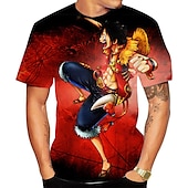 billige Tegneserie- og filmkaraktergrafikk-One Piece Monkey D. Luffy T-skjorte Anime Tegneserie Animé 3D 3D Harajuku Graphic Til Par Herre Dame Voksne Tilbake til Skolen 3D-utskrift
