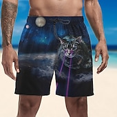 baratos calção de banho boxer masculino-Homens Calção Justo de Natação Shorts de Natação Secagem Rápida Leve Bermuda de Surf Calças Com bolsos Com Cordão Natação Surfe Praia Esportes Aquáticos Animais Verão