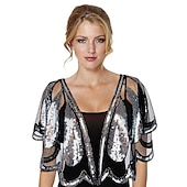 billige bryllup gjesteomslag-1920-talls Gatsby Glitter Bolero Kvinne Wrap Sjaler Vintage Ermløs Paillettes Wraps Med Pailletter Til Fest Bryllupsgjester Vår Sommer Høst kle deg å imponere