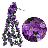 preiswerte Künstliche Pflanzen &amp; Blumen-Lebendiger künstlicher hängender Orchideenstrauß, Simulationsblumenrebe, violette hängende Blumenrebe, Wandbehang, Orchideen-Hängekorb, Blumenbalkon, Heimdekoration, Blumenwand für Hochzeit, Gartendekoration