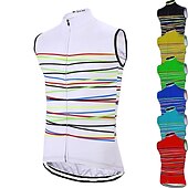 levne Pánské dresy-Pánské Cyklodres Horizontální pásky Bez rukávů Kolo Dres Vrchní část oděvu se 3 zadními kapsami Horská cyklistika Silniční cyklistika Rychleschnoucí Reflexní pásky Zadní kapsa Odvod vlhkosti Sportovní