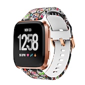 baratos Pulseiras de relógio Fitbit-Pulseira de Smartwatch Compatível com Fitbit Versa 2 / Versa Lite / Versa SE / Versa Silicone Relógio inteligente Alça Impermeável Ajustável Respirável Estampado Floral Substituição Pulseira
