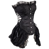 cheap Tops-Vintage Rococo Punk &amp; Gothic Overbust Corset Bustier Bodyshaper Pirate Lace Women&#039;s Fantasy Halloween Carnival Valentine&#039;s Day Party / Evening Prom Adults&#039; Bra Underwear All Seasons