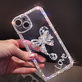Недорогие Чехлы для iPhone-Чехол для iPhone 16e iPhone 15 Pro Max Plus iPhone 14 13 12 11 Pro Max Mini X XR XS Max 8 7 Plus Защитный чехол кристально чистый для женщин девочек блестящий блестящий ударопрочный бабочка с