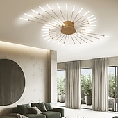 Недорогие Потолочные светильники-современный потолочный светильник, простой в установке, потолочный светильник для скрытого монтажа, люстра с акриловым абажуром, для детской комнаты, спальни, гостиной, нейтральный свет в форме цветка 4000k (черный / золотой, 42 головки)