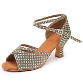 Per donna Scarpe per balli latini Scarpe da ballo Al coperto Professionale Chacha Paillettes cristallo glitterato ingioiellato Soletta più morbida Tacco alto Punta tonda Fibbia Per adulto Marrone economico Scarpe per balli latini-Per donna Scarpe per balli latini Scarpe da ballo Al coperto Professionale Chacha Paillettes cristallo glitterato ingioiellato Soletta più morbida Tacco alto Punta tonda Fibbia Per adulto Marrone