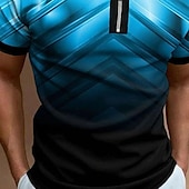 tanie Męska koszulka polo geometryczna-Męskie Geometryczny Koszulki polo z zamkiem błyskawicznym Koszula golfowa Krótki rękaw Koszulki polo Koszule z kołnierzykiem Codzienny Ubrania wakacyjne Ubrania formalne Ubrania festiwalowe Druk 3D
