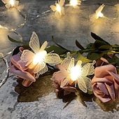 baratos Alimentado por Pilha-Luzes de corda led borboleta 1.5/3 m decoração de luzes de fadas de casamento ao ar livre luzes de natal alimentadas por bateria festa natalícia decoração de varanda de jardim