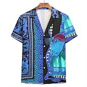 economico Stampa Vintage Retrò-Per uomo Leopardo Fantasia geometrica Camicia Camicia hawaiana Camicia Aloha Camicia Colletto classico Tropicale Originale Stile da spiaggia Per eventi Spiaggia Viola Arancione Oro M L XL