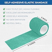 economico cucito e lavoro a maglia e uncinetto-fasciatura autoadesiva avvolgente tinta unita in tessuto non tessuto traspirante&amp;amp; involucro veterinario resistente all&#039;acqua 5x450 cm (2 pollici x 5 iarde)
