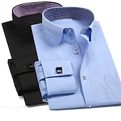 voordelige Overhemden voor heren-Voor heren Overhemd Strijkvrij overhemd Franse manchetoverhemden Shirt met kraag Overhemd met knopen Welving Bruiloft Werk Zwart Wit Blozend Roze blauw Lange mouw Strijkijzer Alle seizoenen Kleding