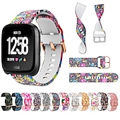 baratos Pulseiras de relógio Fitbit-Pulseira de Smartwatch Compatível com Fitbit Versa 2 / Versa Lite / Versa SE / Versa Silicone Relógio inteligente Alça Impermeável Ajustável Respirável Estampado Floral Substituição Pulseira