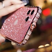 abordables Carcasas iPhone-teléfono Funda Para iPhone 14 13 12 11 Pro Max Mini X XR XS Max 8 7 Plus Funda Trasera Marco Antigolpes para mujer niña Brillo ostentoso brillante Antigolpes TPU Brillante Metal