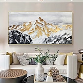 cheap Landscape Paintings-Handmade Hand Painted Oil Painting Wall Art  Large Size Contemporary Golden Mountains Home Decoration Decor Rolled Canvas No Frame Unstretched