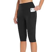 cheap Yoga Leggings &amp; Tights-Women&#039;s Yoga Pants Side Pockets Butt Lift Tummy Control High Waist Pilates Gym Workout Running Capri Leggings Bottoms Solid Color Black White Dark Navy Sports Activewear High Elasticity Skinny