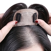 cheap Human Hair Pieces &amp; Toupees-Women&#039;s Human Hair Toupees Front Neat Bang Hair Fake Fringe Clip in Bang Cover White Hair Natural Extensions For Women Wig Hairpiece  for Women with Thinning Hair
