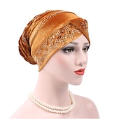 economico Cappelli-hijab interno di colore solido berretti turbante musulmano per le donne con trapano etnico islamico avvolgere testa turbante pronto da indossare hijab bonnet