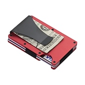 ieftine suporturi pentru carduri și cutii-Portofele subțiri pentru bărbați. Portofel din fibră de carbon RFID pentru bărbați cu clip pentru bani. Subțire portofel din aluminiu minimalist pentru carduri de credit