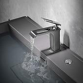 cheap Bathroom Sink Faucets-Bathroom Sink Faucet - Waterfall Electroplated / Painted Finishes Centerset Single Handle One HoleBath Taps