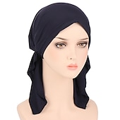 economico Cappelli-nuovo elastico di colore solido avvolgere la testa della sciarpa cappelli musulmano turbante cofano per le donne interno del cappello del hijab moda femminile turbanti cappellini