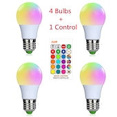 halpa Älykkäät lamput-4 kpl 7w rgbw led-lamppu e27 e26 16 väriä vaihtava himmennettävä a19 a50 a60 kaukosäädin kodin sisustukseen makuuhuoneen lavajuhlat