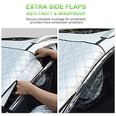economico Teli copriauto-Copertura per parabrezza per auto Protezione antipioggia magnetica antigelo a 4 strati per neve, gelo, ghiaccio, con striscia riflettente per tutta la stagione