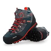 abordables Botas de montaña-Botas de senderismo impermeables para hombre con cordones rojos: calzado de exterior duradero para terrenos difíciles