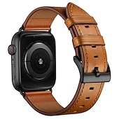 cheap Apple Watch Bands-Compatible with Apple Watch band 38mm 40mm 41mm 42mm 44mm 45mm 49mm Metal Clasp Luxury Adjustable Genuine Leather Strap Replacement Wristband for iwatch Ultra 2 Series 9 8 7 SE 6 5 4 3 2 1