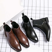 billiga Chelsea stövlar-chelsea boots i svart konstläder för män - perfekta för affärsmöten, formella evenemang och kvällskläder