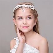 cheap Hair Styling Accessories-Children&#039;s Tiara Princess Forehead Head Chain Girl Hair Accessories Hairpin Flower Girl Dress Accessories Birthday Show Crown Pendant