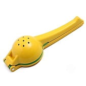 abordables Utensilios de cocina y gadgets-Exprimidor de lima limón 2 en 1 - exprimidor de mano exprimidor de limón - exprimidor de cítricos manual de extracción máxima (atolón amarillo y azul vibrante)