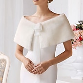 cheap Faux Fur Wraps-Shawl &amp; Wrap Faux Fur Wraps Shawls Women&#039;s Wrap Bolero Pure Elegant Sleeveless Faux Fur Wedding Wraps With Pure Color For Event / Party Fall &amp; Winter